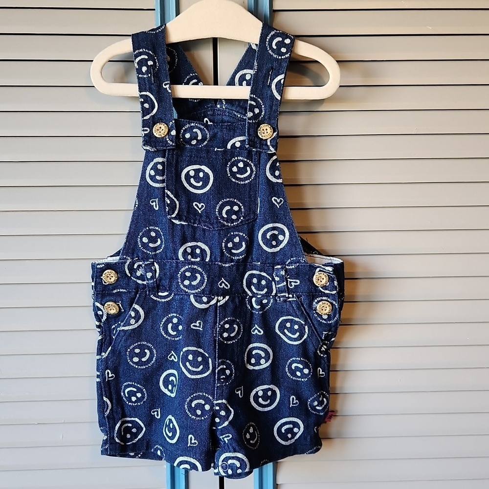 Delia's Baby Smiley Face Denim Overalls